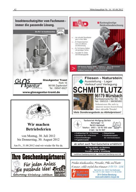 Mitteilungsblatt Nr. 16 - Mitte August - Zapfendorf