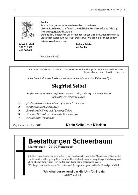 Mitteilungsblatt Nr. 16 - Mitte August - Zapfendorf