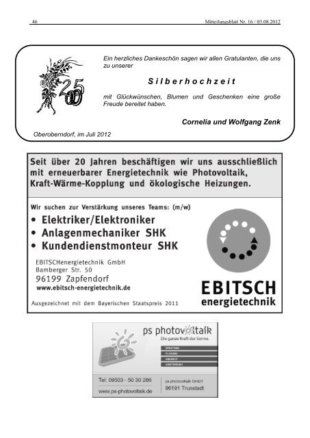 Mitteilungsblatt Nr. 16 - Mitte August - Zapfendorf