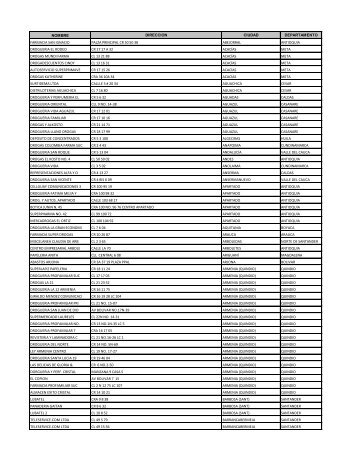 NOMBRE DIRECCION CIUDAD DEPARTAMENTO ... - Coasmedas