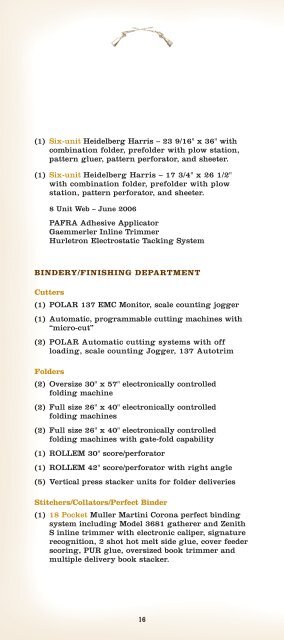 Williamson Equipment List - Williamson Family of Companies