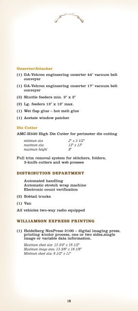 Williamson Equipment List - Williamson Family of Companies