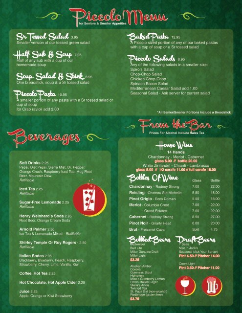 FULL MENU - Spiro's Pizza & Pasta