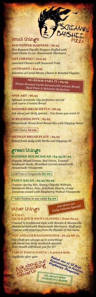 See our menu - Screaming Banshee Pizza