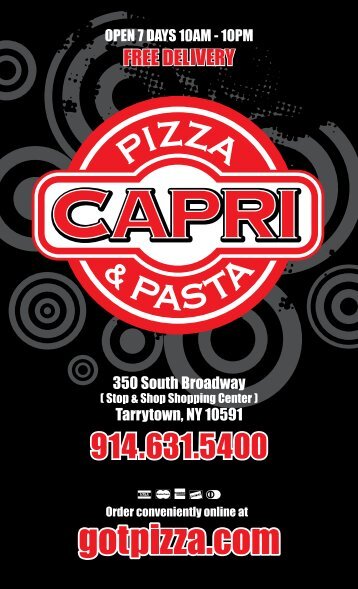 Download Capri Pizza & Pasta Menu (PDF)