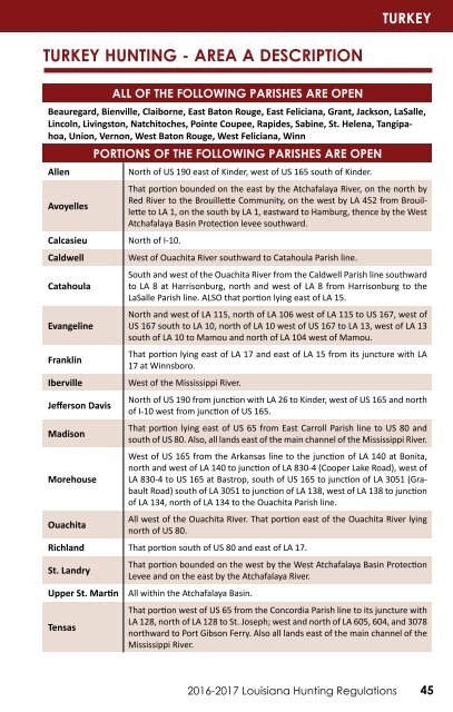 Louisiana Hunting Regulations 2016-2017