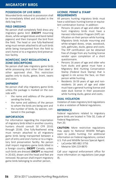 Louisiana Hunting Regulations 2016-2017