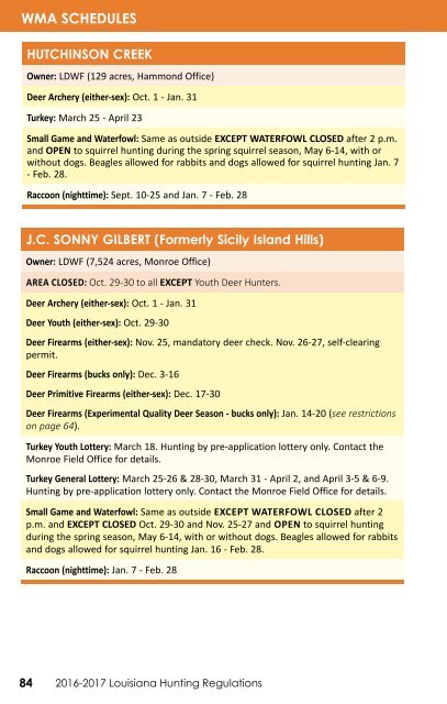 Louisiana Hunting Regulations 2016-2017