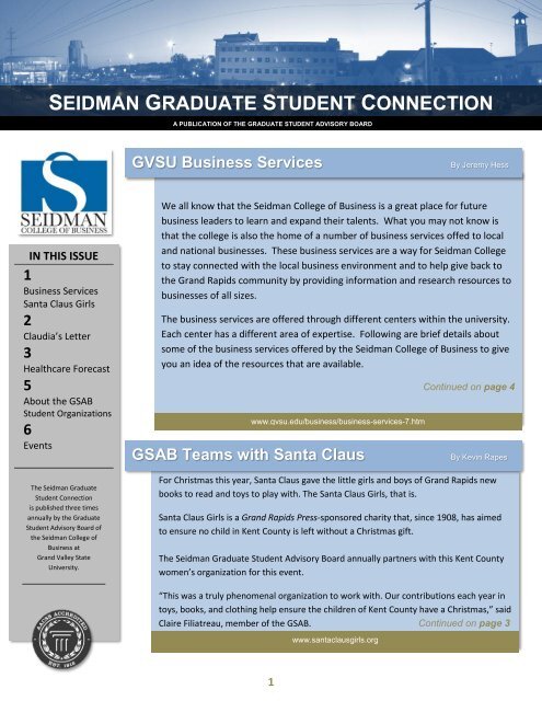 seidman graduate student connection - Grand Valley State University