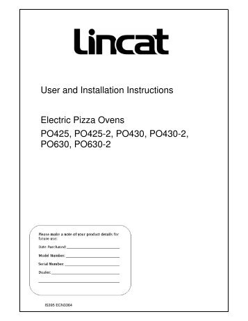 User and Installation Instructions Electric Pizza Ovens ... - Lincat Ltd