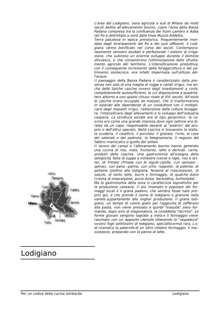 Per un codice della cucina lombarda Introduzione