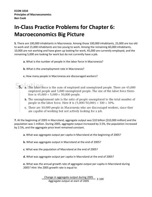 macroeconomics chapter 6 homework answers