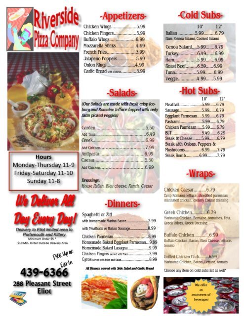Riverside Pizza Menu 3 Riverside Pizza Company