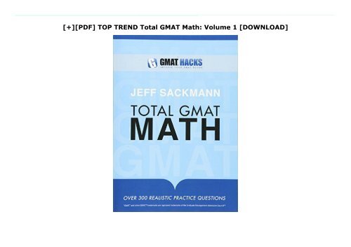 [+][PDF] TOP TREND Total GMAT Math: Volume 1  [DOWNLOAD] 