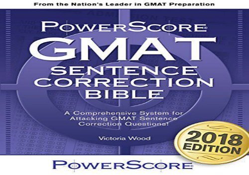 [+]The best book of the month GMAT Sentence Correction Bible: A Comprehensive System for Attacking GMAT Sentence Correction Questions  [READ] 