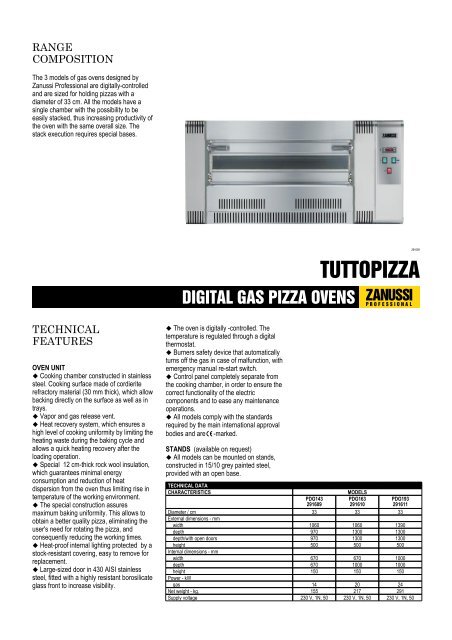 DIGITAL GAS PIZZA OVENS - Electrolux