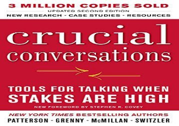 [+][PDF] TOP TREND Crucial Conversations: Tools for Talking When Stakes Are High, Second Edition  [FULL] 