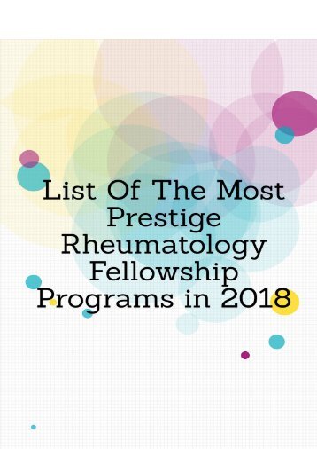 List Of The Most Prestige Rheumatology Fellowship Programs in 2018