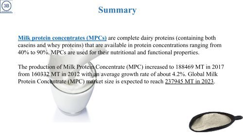 Milk protein concentrates (MPCs)