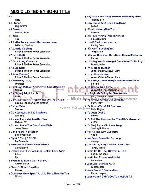 Music Listed By Song Title Home Gci Net