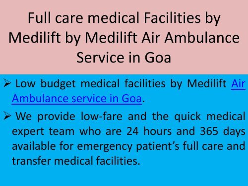 Get Instant and Full Care Air Ambulance Service in Goa