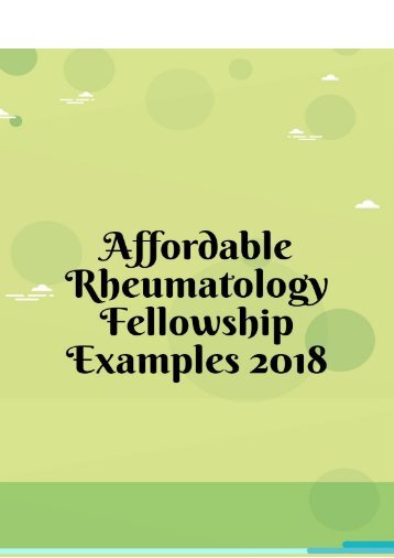 Affordable Rheumatology Fellowship Examples 2018