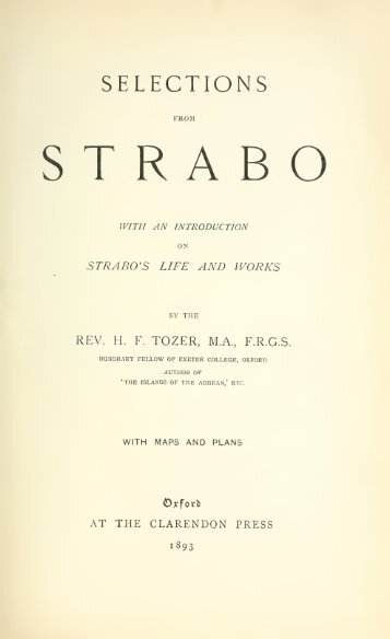 Selections from Strabo with an introduction on Strabo's life and works