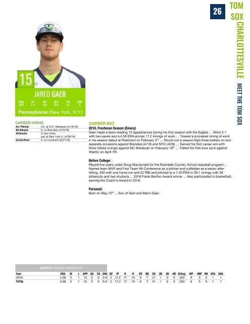 Tom Sox Media Guide 2018 DRAFT