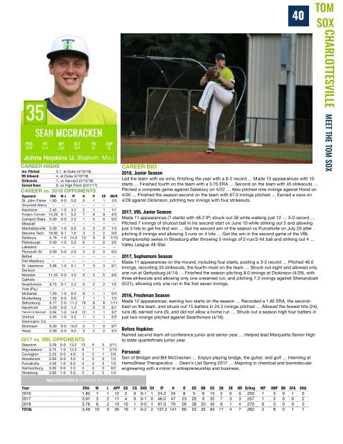 Tom Sox Media Guide 2018 DRAFT