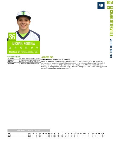 Tom Sox Media Guide 2018 DRAFT