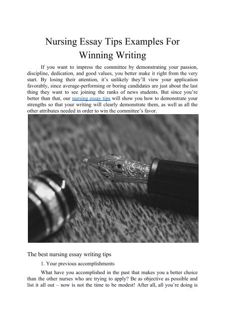 Nursing Essay Tips Examples For Winning Writing