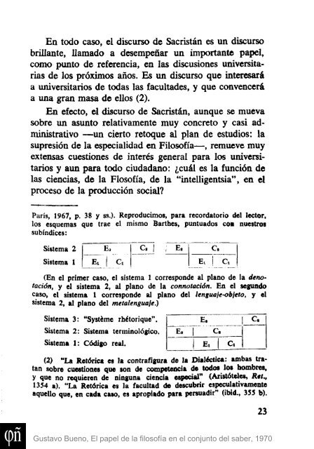 1970 - Gustavo Bueno - El papel de la Filosofia en el conjunto del saber. Ciencia Nueva. 1970