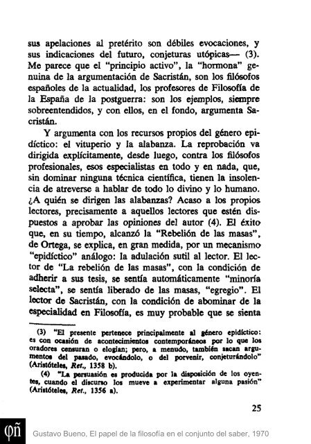1970 - Gustavo Bueno - El papel de la Filosofia en el conjunto del saber. Ciencia Nueva. 1970