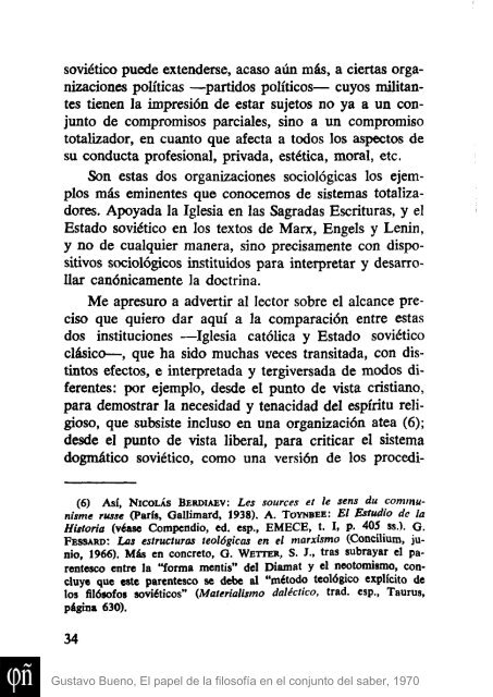 1970 - Gustavo Bueno - El papel de la Filosofia en el conjunto del saber. Ciencia Nueva. 1970