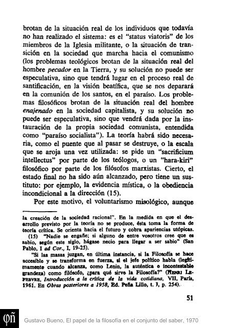 1970 - Gustavo Bueno - El papel de la Filosofia en el conjunto del saber. Ciencia Nueva. 1970