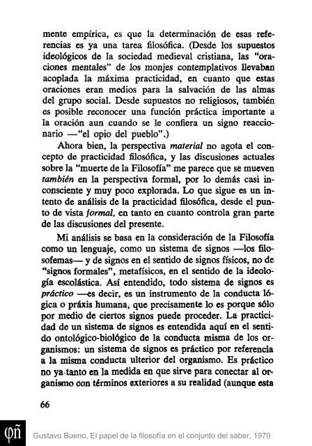 1970 - Gustavo Bueno - El papel de la Filosofia en el conjunto del saber. Ciencia Nueva. 1970