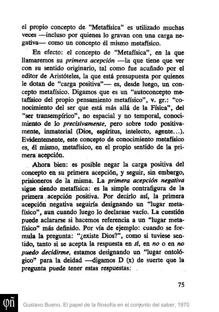 1970 - Gustavo Bueno - El papel de la Filosofia en el conjunto del saber. Ciencia Nueva. 1970