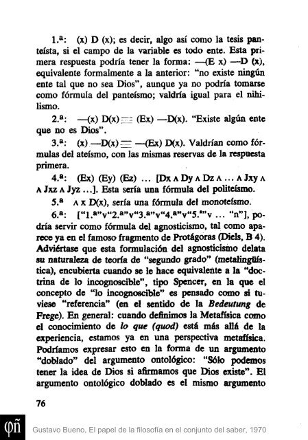 1970 - Gustavo Bueno - El papel de la Filosofia en el conjunto del saber. Ciencia Nueva. 1970