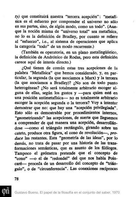 1970 - Gustavo Bueno - El papel de la Filosofia en el conjunto del saber. Ciencia Nueva. 1970