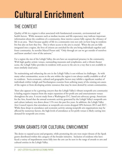 LVCF Reflections Paper |  50th Anniversary Spark Grants and the Continuing Needs in the Lehigh Valley