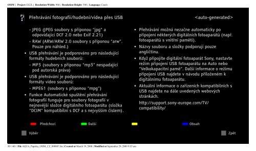 Sony KDL-40Z5810 - KDL-40Z5810 Consignes d&rsquo;utilisation Tch&egrave;que