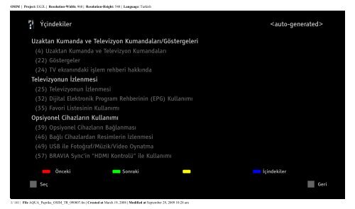 Sony KDL-40Z5810 - KDL-40Z5810 Consignes d&rsquo;utilisation Turc