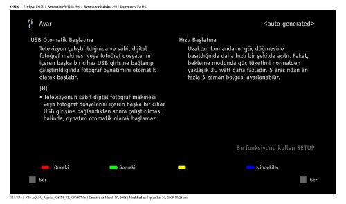 Sony KDL-40Z5810 - KDL-40Z5810 Consignes d&rsquo;utilisation Turc