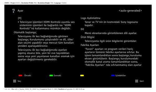 Sony KDL-40Z5810 - KDL-40Z5810 Consignes d&rsquo;utilisation Turc