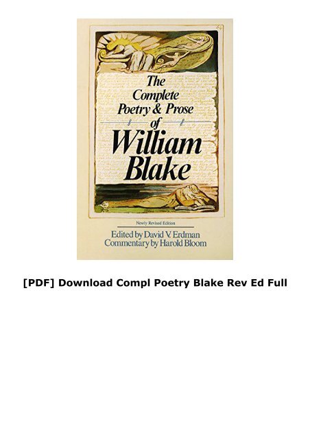 [PDF] Download Compl Poetry Blake Rev Ed Full