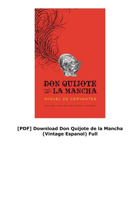 [PDF] Download Don Quijote de la Mancha (Vintage Espanol) Full