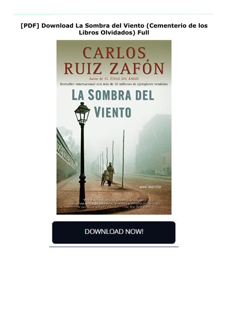 [PDF] Download La Sombra del Viento (Cementerio de los Libros Olvidados) Full