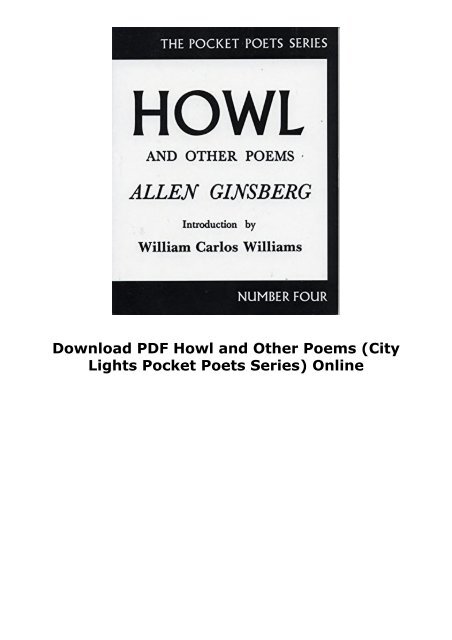 Download PDF Howl and Other Poems (City Lights Pocket Poets Series) Online