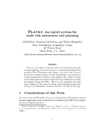 PLANET: An expert system for audit risk assessment and planning 1 ...