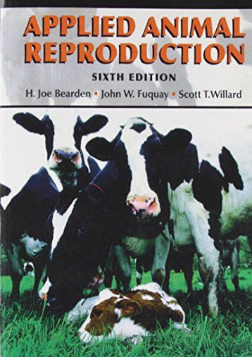 Read Applied Animal Reproduction - H. Joe Bearden Emeritus [PDF File(PDF,Epub,Txt)]